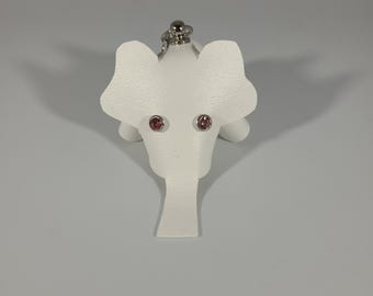 White Elephant Keychain: Vinyl with Pink Rhinestone Eyes