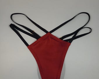 Burlesque G-String Adjustable Red and Black Panty Base