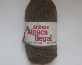 1 Skein Reynolds Andean Alpaca Regal Yarn, 100g, Medium Brown, 90% Alpaca, 3 Ply Bulky, Washable, Made in Peru for Reynolds Yarns