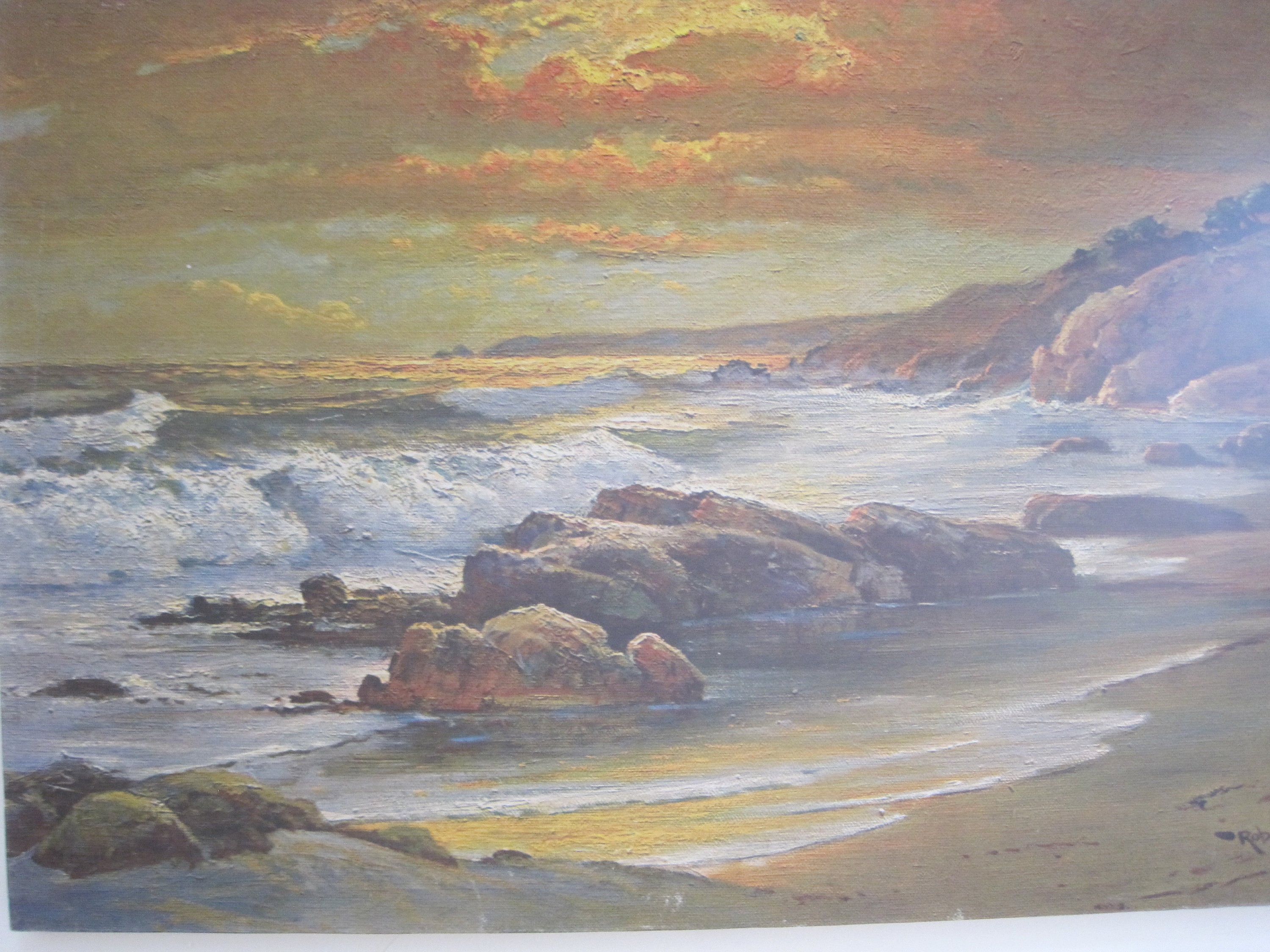Robert Wood sunset Shore, Print on Canvas, Unframed 18 X 24, Signed