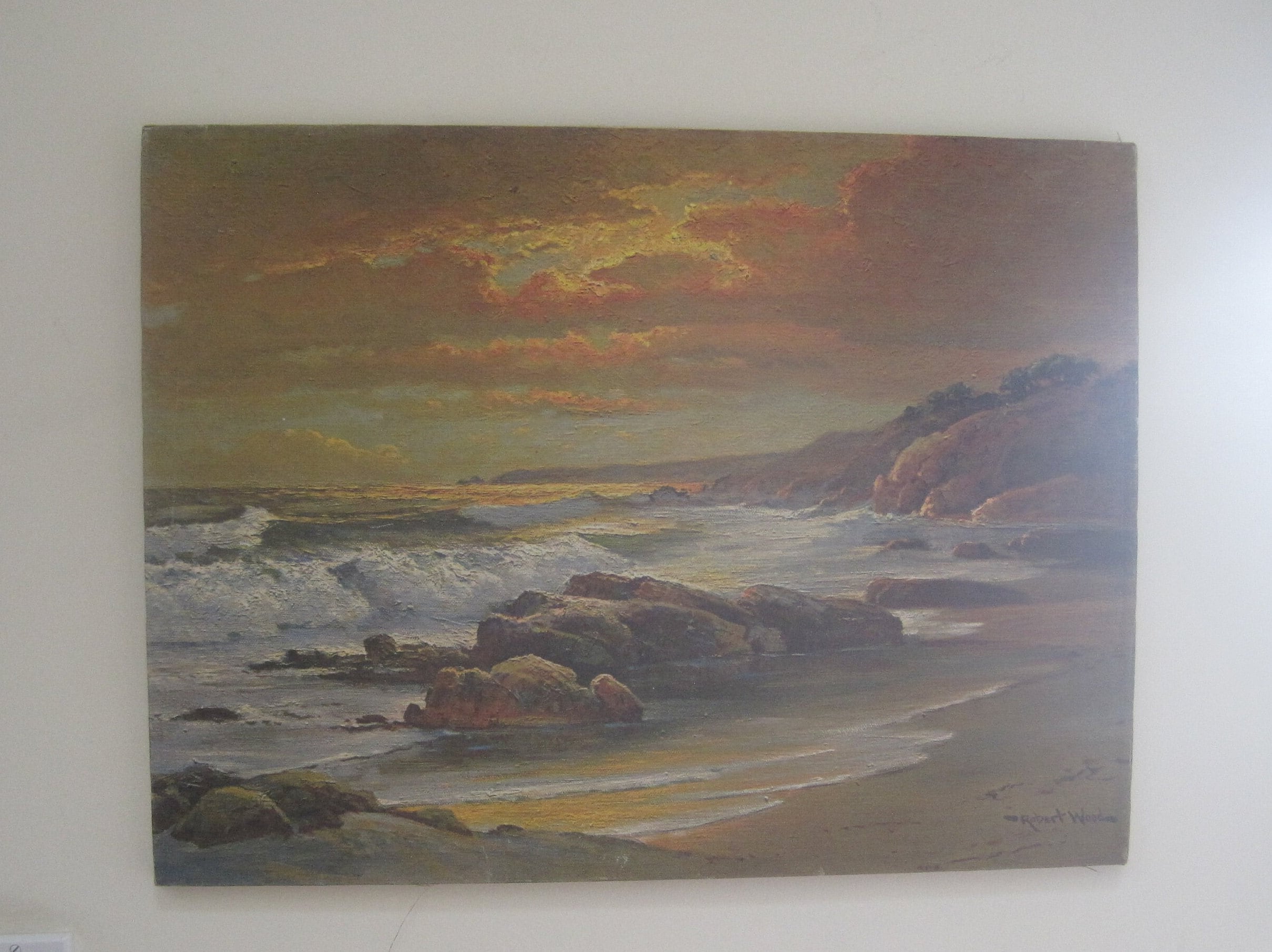 Robert Wood sunset Shore, Print on Canvas, Unframed 18 X 24, Signed