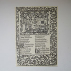 Romaunt of the Rose-Facsimile Page, Works of Geoffrey Chaucer (Kelmscott Chaucer) 1896, Illus. Edward Burke-Jones, Ephemera, Crafts, Decor