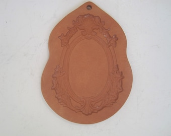 Cotton Press 1993 Terra Cotta Oval Cookie Mold / Paper Press, Shell Design, 6.25", Baking, Crafts, Home Decor, Country Kitchen, USA