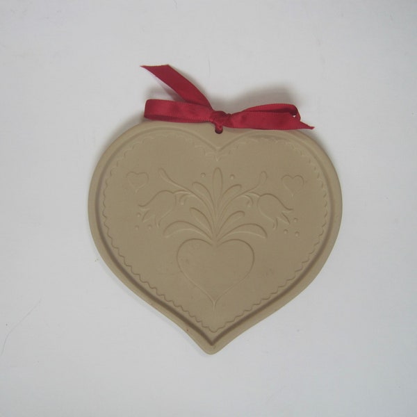 Brown Bag Cookie Art Heart Shape Cookie Mold, Pennsylvania Dutch Tulips, 5.75", Hill Design, 1986, Baking, Crafts, Country Kitchen Decor