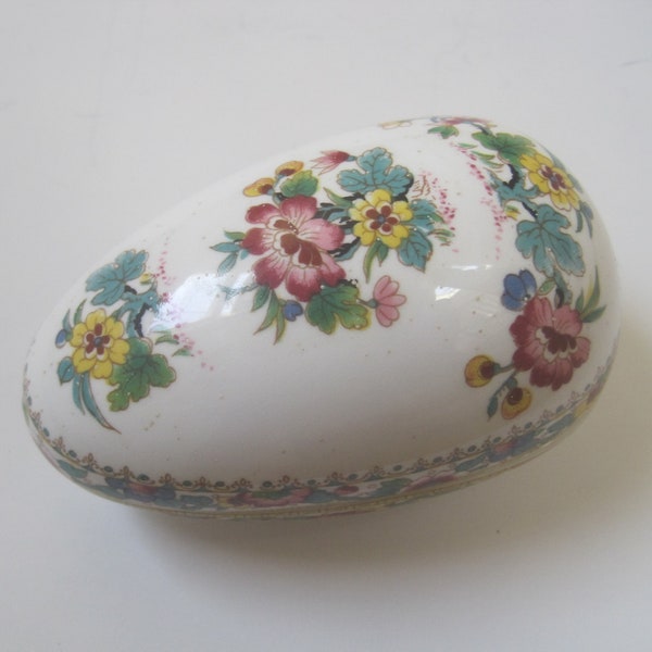 Coalport Ming Rose Egg, 4", 2 Piece Oval, Floral Design, Blue Mark, Discontinued Pattern, 1970-1993, Vintage Bone China, Easter Egg, England