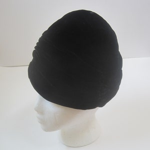 Joseph Magnin Black Velvet Tam Beret Hat Satin Bow Vintage Womens Black Velvet Beret With Bow - Etsy main image 4
