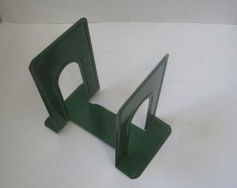 Pair of Kelly Green Industrial Style Metal Bookends, 9 x 6", Highsmith Co., Fort Atkinson, Wisc., Vintage Home/Office/School Use or Decor