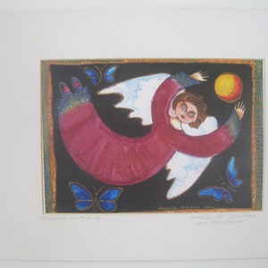 Gloria Marco Signed Reproduction &quot;Angel of Journey&quot;, 5&quot; x 7.5&quot;, San Francisco, (c)2002, Matted and Ready to Frame, Valentine&#39;s Day Gift.