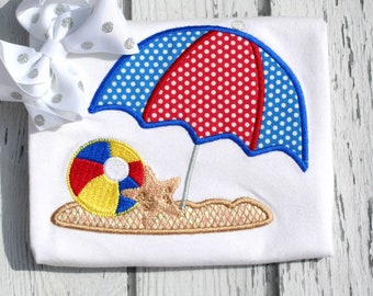 Beach Applique Design, Summer Applique Design, Machine Embroidery Design, Digital Download