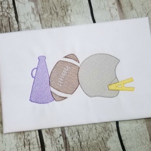 Football Machine Embroidery Design, Megaphone Cheerleader Sketch Stitch