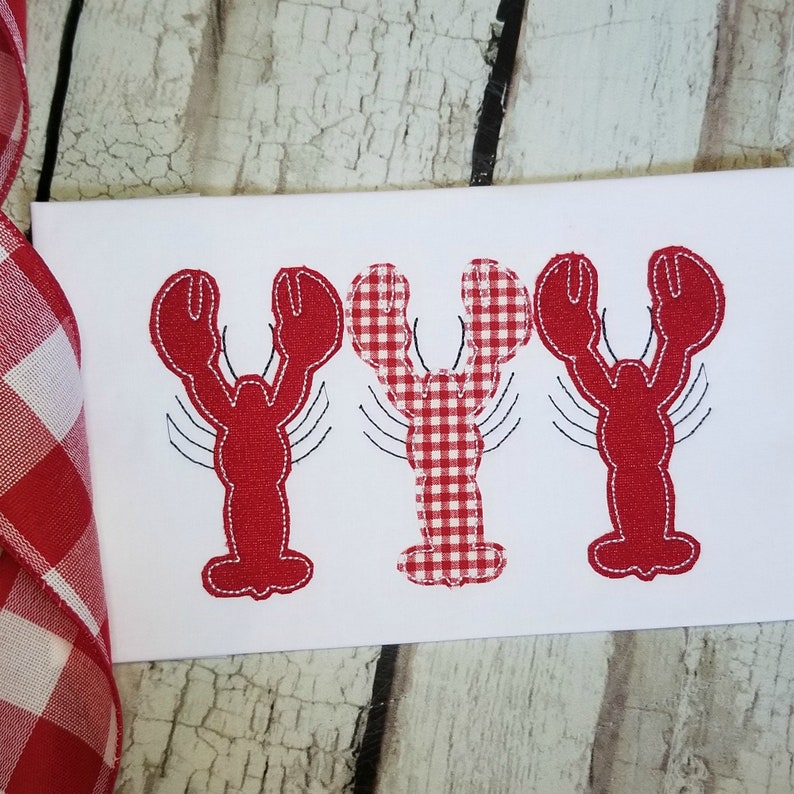 summer crawfish boil applique design for machine embroidery.