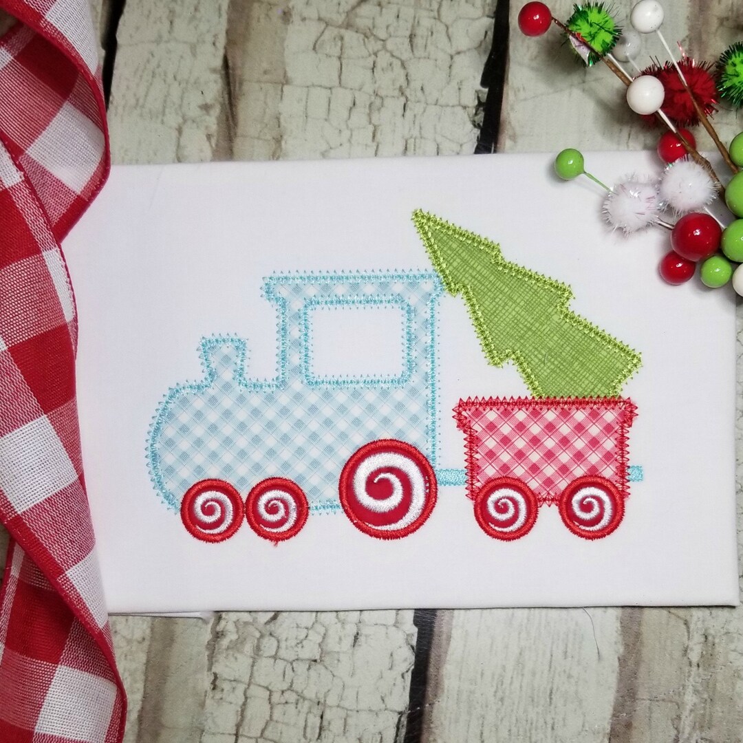 Machine Applique Train Christmas Train Machine Applique Design With Tree - Etsy
