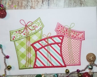 Christmas Presents Machine Applique Design, Christmas Applique Embroidery Design