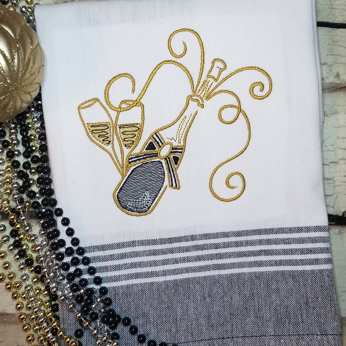 New years eve machine embroidery design champaigne bottle  etsy