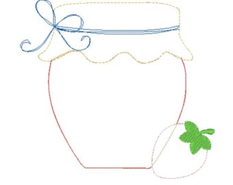 Strawberry Jar Machine Applique Design, Summer Applique Design