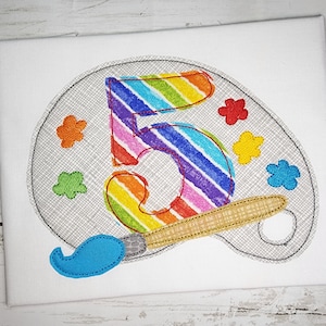 5th Birthday Paint Number Machine Applique Design, Paintl Party Embroidery Applique Design