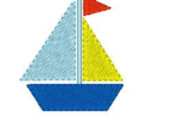 Mini-zeilbootborduurontwerp, miniborduurpatroon, zomerborduurontwerp
