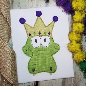 Mardi Gras Gator Machine Applique Design, Carnival King Alligator Embroidery