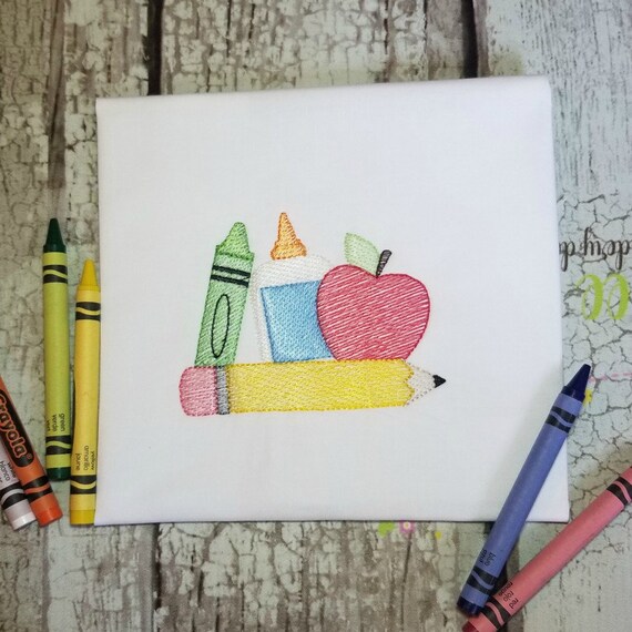 Back To School Embroidery Design Machine Embroidery Design Sketch Stitch Embroidery Digital Download