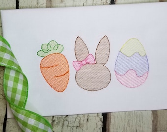 Easter Bunny Carrot Machine Embroidery Design Sketch | Etsy