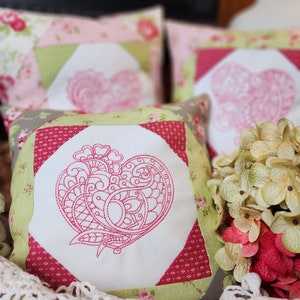 Mehndi Heart Machine Embroidery Design, Valentines Day Embroidery Design, Redwork Embroidery Heart Design