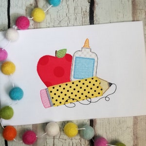 Back to School Apple Machine Applique Design, Pencil Monogram Embroidery Design