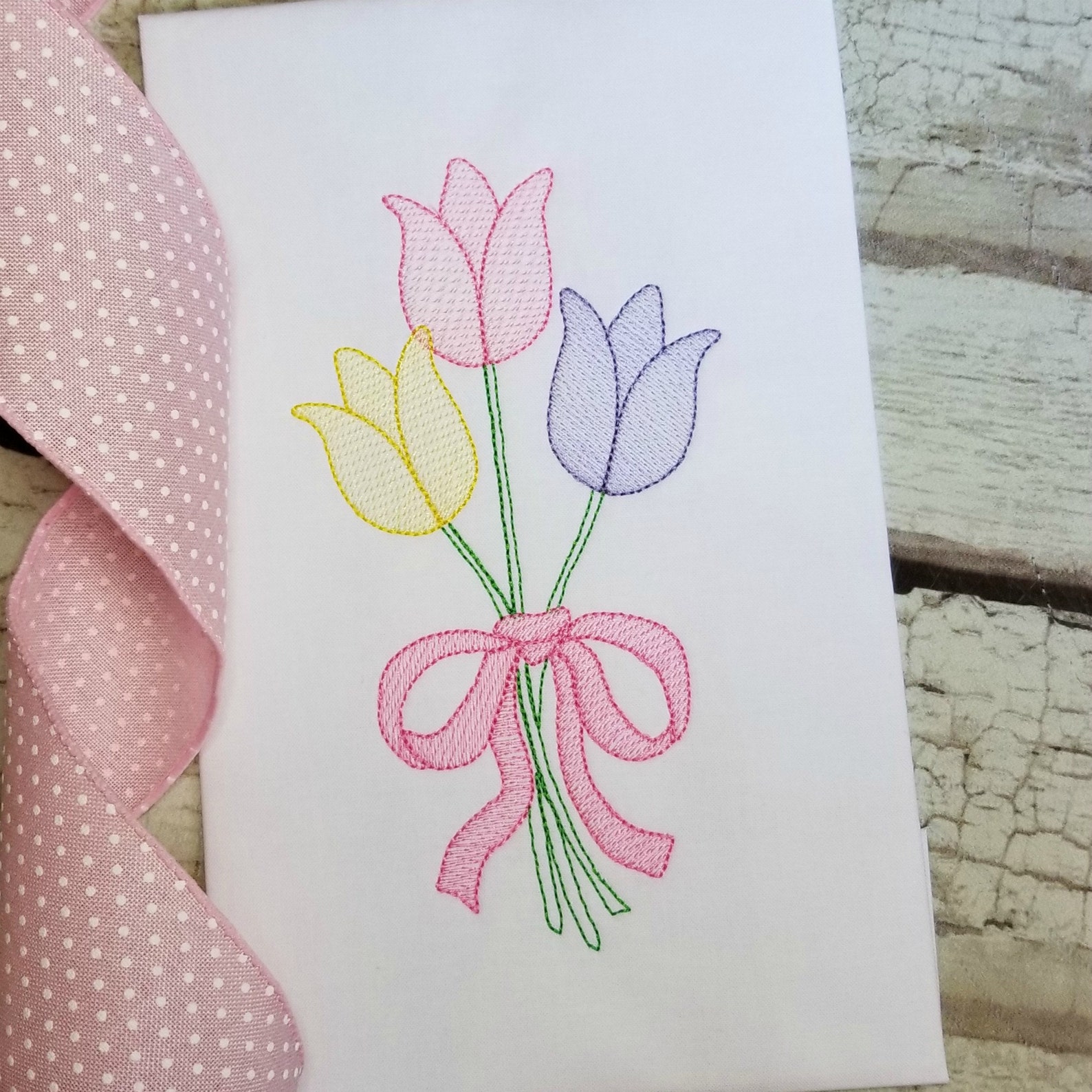 Flower Bouquet Machine Embroidery Design Tulips for Spring and Summer ...