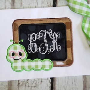 Back to School Chalkboard Applique Design, Monogram Embroidery Design