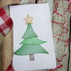 Christmas Tree Machine Embroidery Design, Christmas Sketch Stitch Embroidery