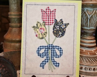 DIY In the Hoop Greeting Card Machine Applique Design, Flower Applique Digital Download