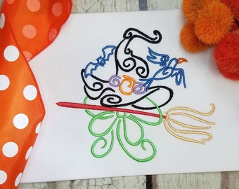 Swirly Witch Hat Machine Embroidery Design, Halloween Embroidery Design