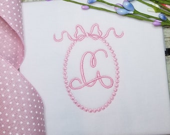 Monogram Embroidery Frame with Ribbon
