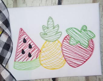 Summer Embroidery Design, Watermelon Pineapple Strawberry Machine Embroidery Design