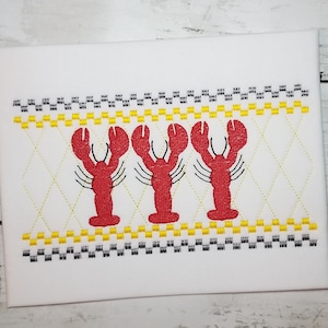 Faux Smock Crawfish Machine Embroidery Design File