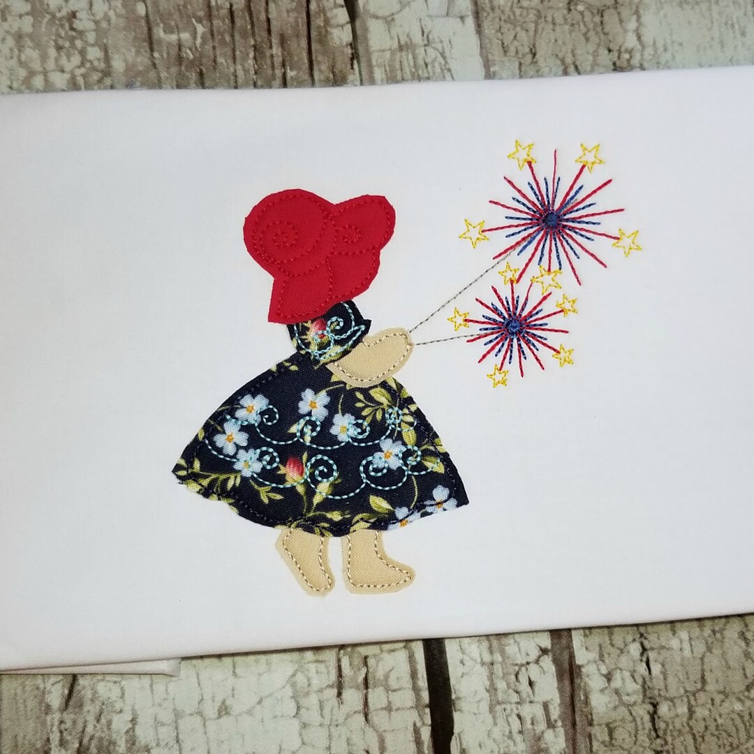 4th of July Machine Applique Design, Sunbonnet Sue Independence Day ...