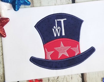 4th of July Machine Applique Design, Independence Day Hat Applique Design
