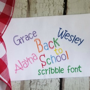 Scribble Bean Stitch Embroidery Font with Capital and Lower Case Alphabet, Digital Download