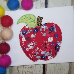 Apple Machine Applique Design File Back to School Embroidery