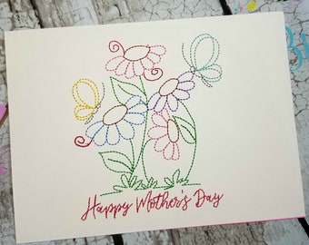 DIY Mothers Day Card Machine Embroidery Design, in the Hoop