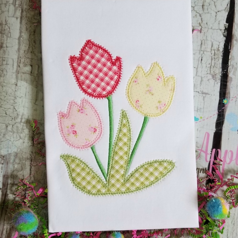Tulip Flower Machine Applique Design for Spring and Summer Etsy