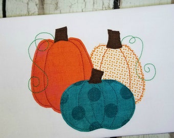 Pumpkin Machine Applique Design File for Thanksgiving Embroidery