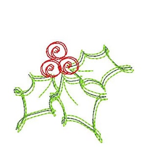 Christmas Holly Machine Embroidery Design, Digital Download