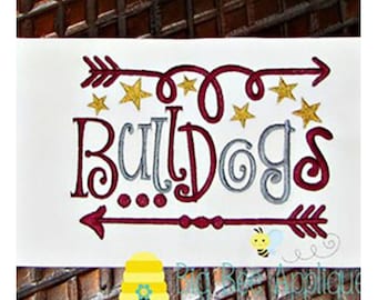 Bulldogs Machine Embroidery Design, Football Embroidery Design