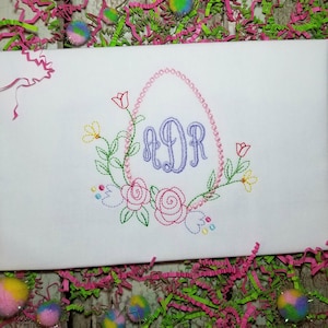 Easter Monogram Frame Machine Broderie Design, Vintage Font Frame Broderie Design