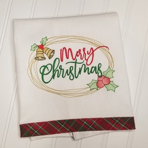 Merry Christmas Machine Embroidery Design, Holly Embroidery, Scribble Embroidery Frame
