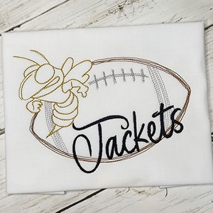 Diseño de bordado de fútbol de Yellow Jackets con puntada de garabato