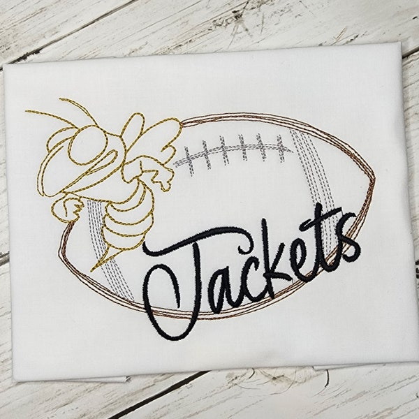 Yellow Jackets Football Embroidery Design Scribble Stitch