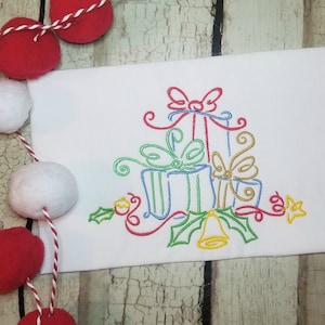 Swirly Christmas Presents Machine Embroidery Design, Digital Download