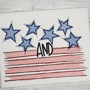 Stars and Stripes 4th of July Machine Embroidery Design, Independence Day Embroidery Design
