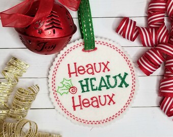 In the Hoop Christmas Gift Tag Embroidery Design, ITH Embroidery Heaux Heaux Heaux